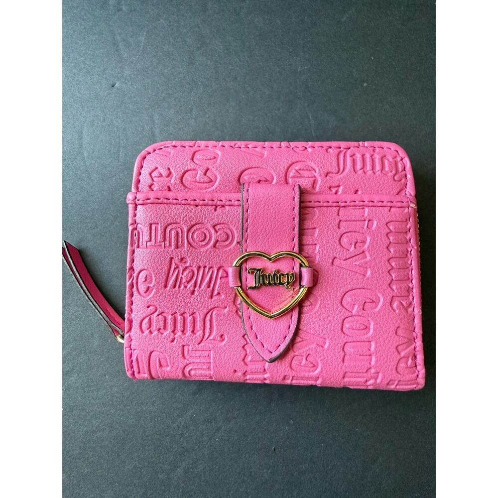 Juicy Couture Wallet Addicted Love Mini Wallet Hot Pink Foldable Zip Y2k 80s 90s